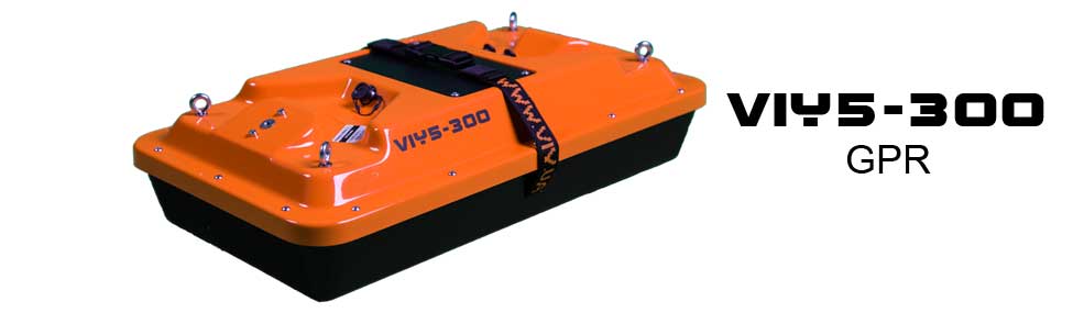 Antena de 300 MHz detectando tuberías