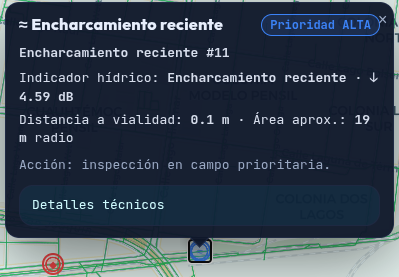 VialiSAR - Alerta de encharcamiento reciente con prioridad alta